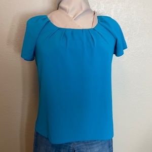 Worthington Teal Blue Blouse size Small, fits Medium